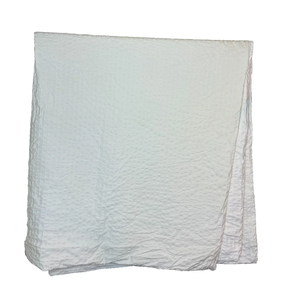 Ikea Full White Seersucker Cotton Duvet Cover with Two Pillowcases